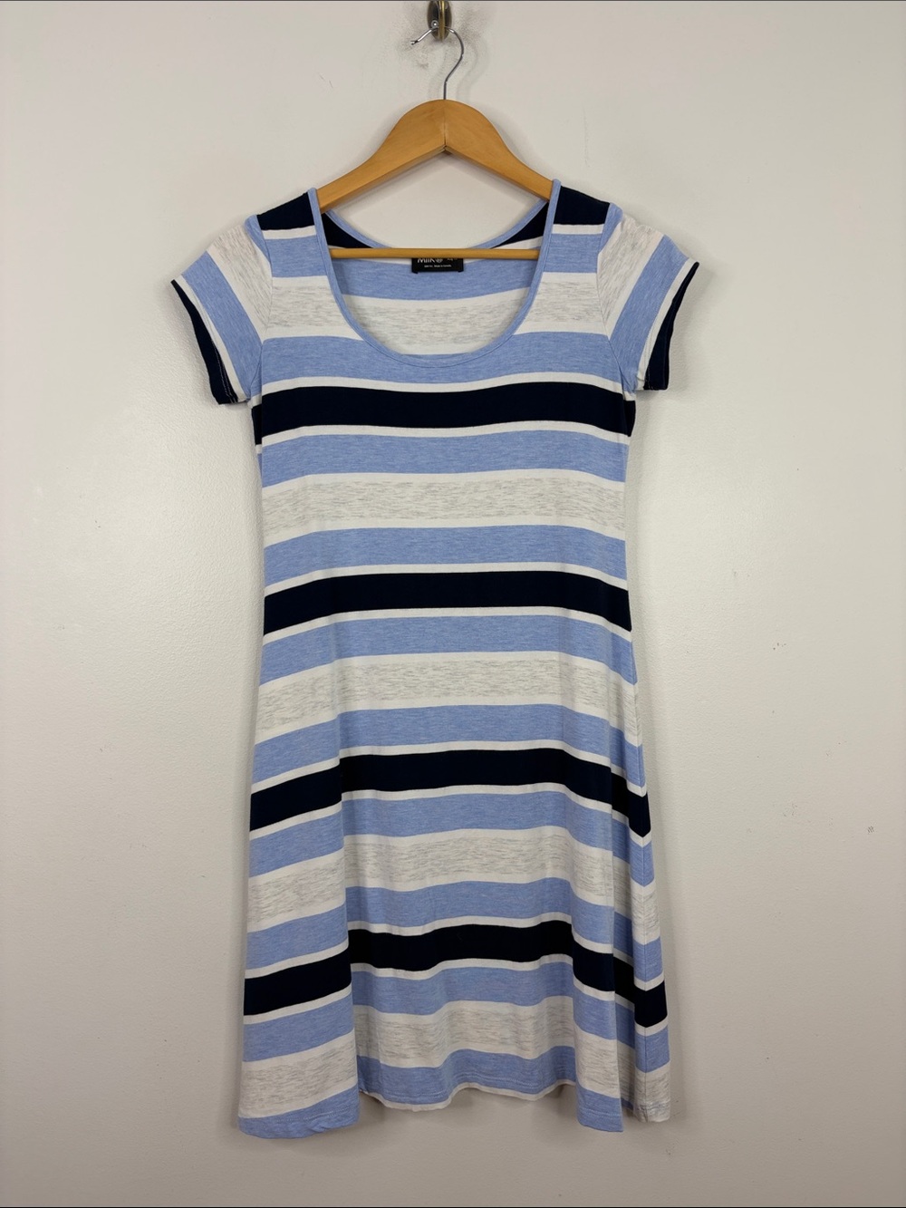 Miik T Shirt Dress Womens XS Navy Blue White Stripe Short Sleeve Jersey Comfy